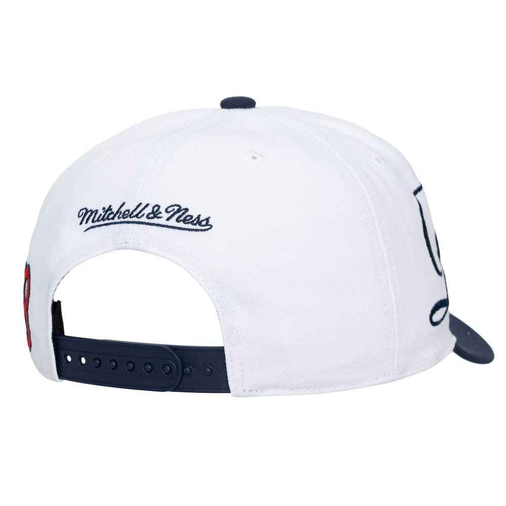 Boston Red Sox Unisex XL Script Pro Crown Snapback Hat White/Navy | Mitchell & Ness