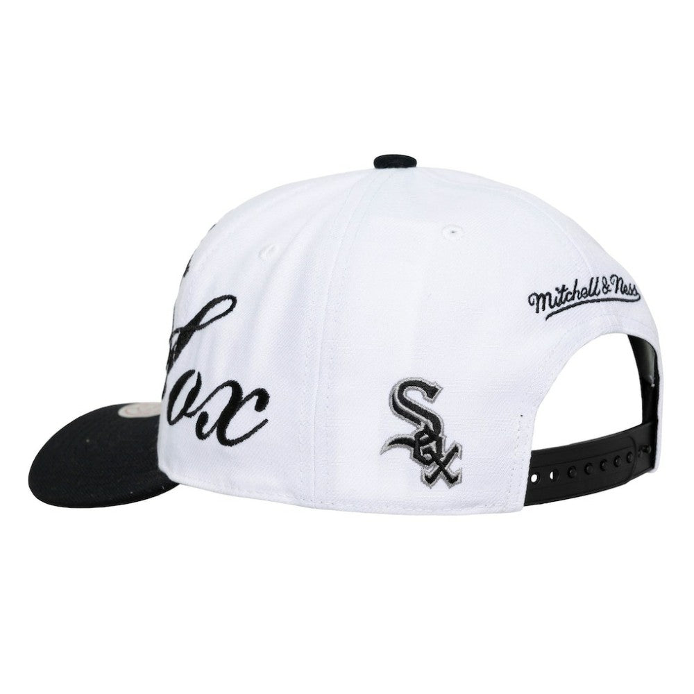 Chicago White Sox Unisex XL Script Pro Crown Snapback Hat White/Black | Mitchell & Ness