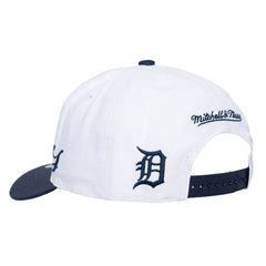 Detroit Tigers Unisex XL Script Pro Crown Snapback Hat White/Navy | Mitchell & Ness