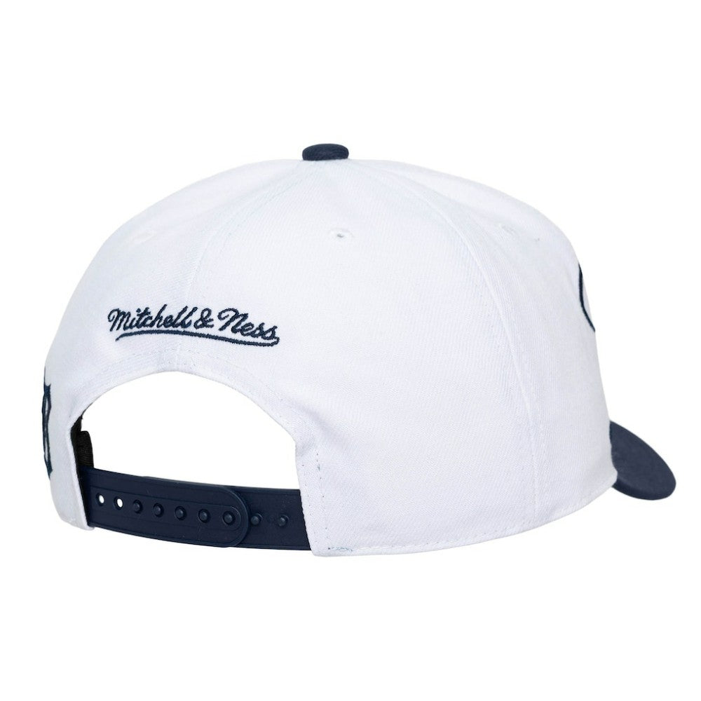 Detroit Tigers Unisex XL Script Pro Crown Snapback Hat White/Navy | Mitchell & Ness