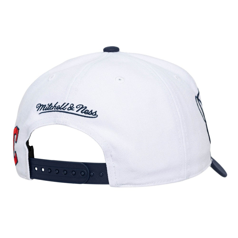 Cleveland Guardians Unisex XL Script Pro Crown Snapback Hat White/Navy | Mitchell & Ness