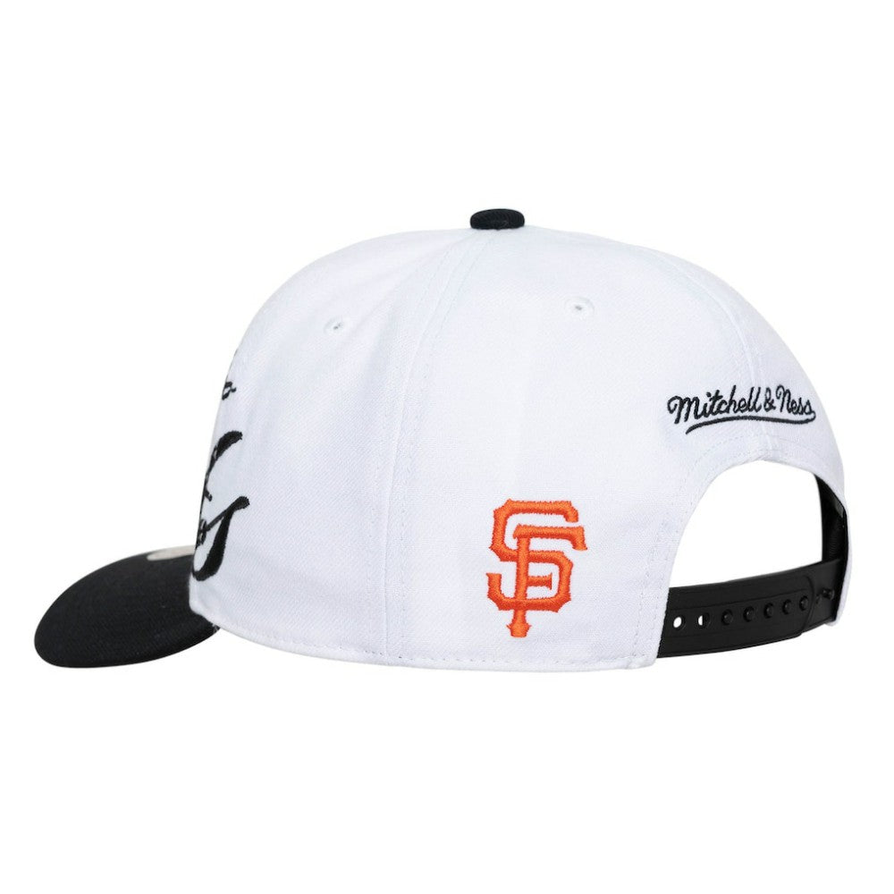 San Francisco Giants Unisex XL Script Pro Crown Adjustable Hat White/Black | Mitchell & Ness