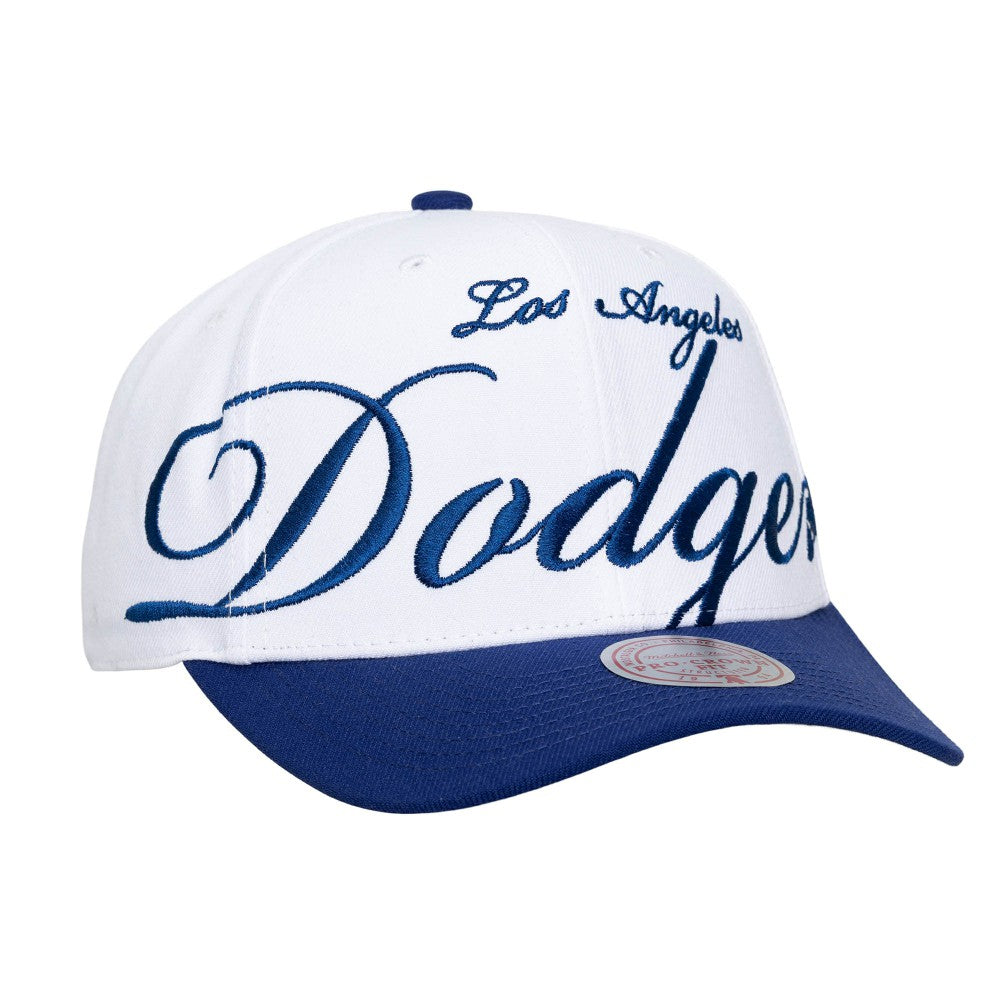 Los Angeles Dodgers Unisex XL Script Pro Crown Snapback Hat White/Royal | Mitchell & Ness