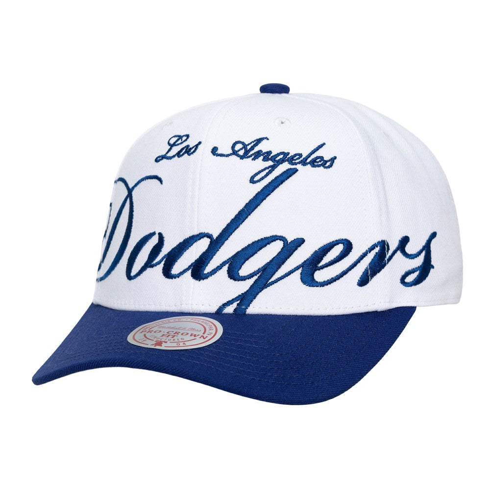 Los Angeles Dodgers Unisex XL Script Pro Crown Snapback Hat White/Royal | Mitchell & Ness