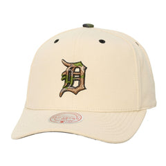 Detroit Tigers Unisex Camo Logo Pro Crown Snapback Hat Cream | Mitchell & Ness