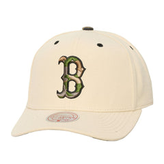 Boston Red Sox Unisex Camo Logo Pro Crown Snapback Hat Cream | Mitchell & Ness