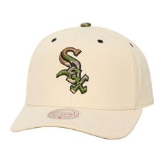 Chicago White Sox Unisex Camo Logo Pro Crown Snapback Hat Cream | Mitchell & Ness
