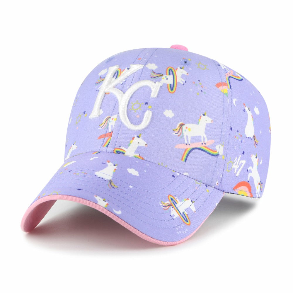 Kansas City Royals Girls Youth Unicorn Clean Up Adjustable Hat Lavender | 47 brand