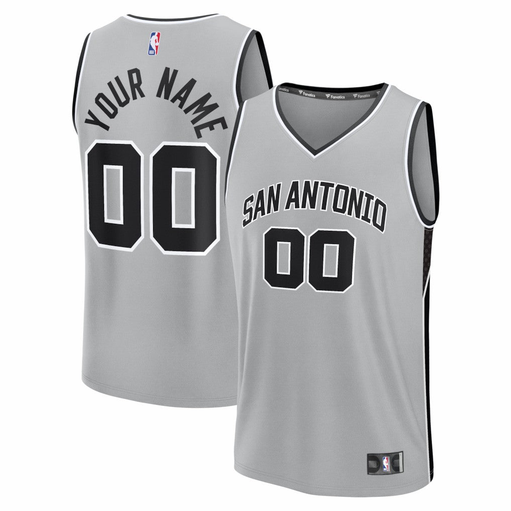 San Antonio Spurs Youth Fastbreak Custom Jersey - Statement Edition - Silver