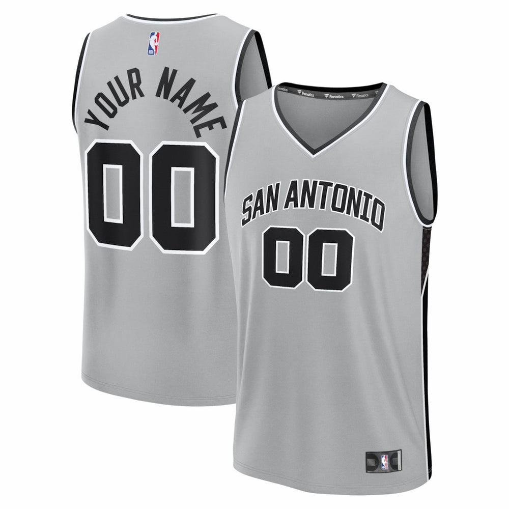 San Antonio Spurs Youth Fastbreak Custom Jersey - Statement Edition - Silver