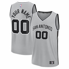 San Antonio Spurs Youth Fastbreak Custom Jersey - Statement Edition - Silver