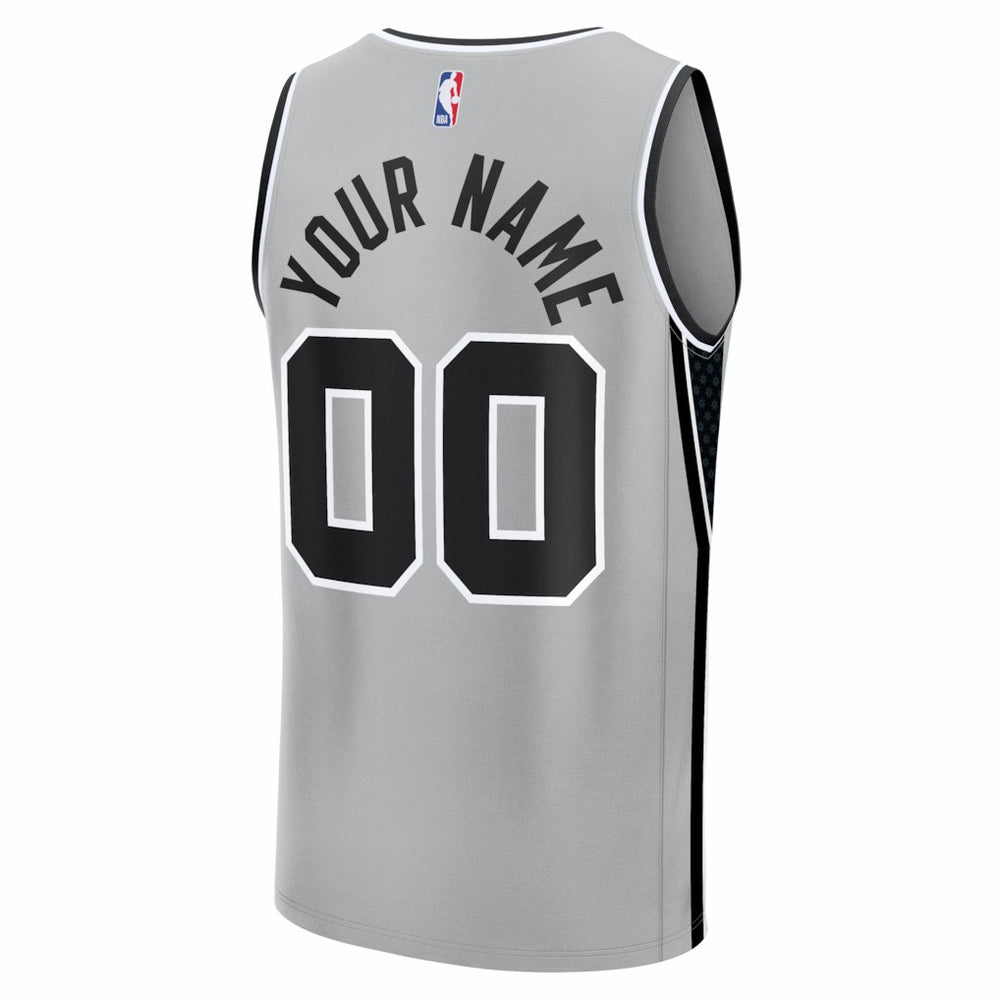 San Antonio Spurs Youth Fastbreak Custom Jersey - Statement Edition - Silver