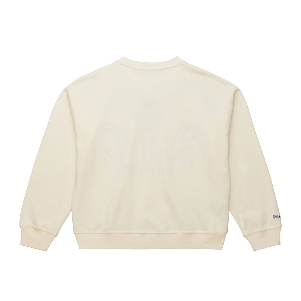 New York Mets Women's Premium Oversized Crewneck Sweatshirt Cream | Mitchell & Ness