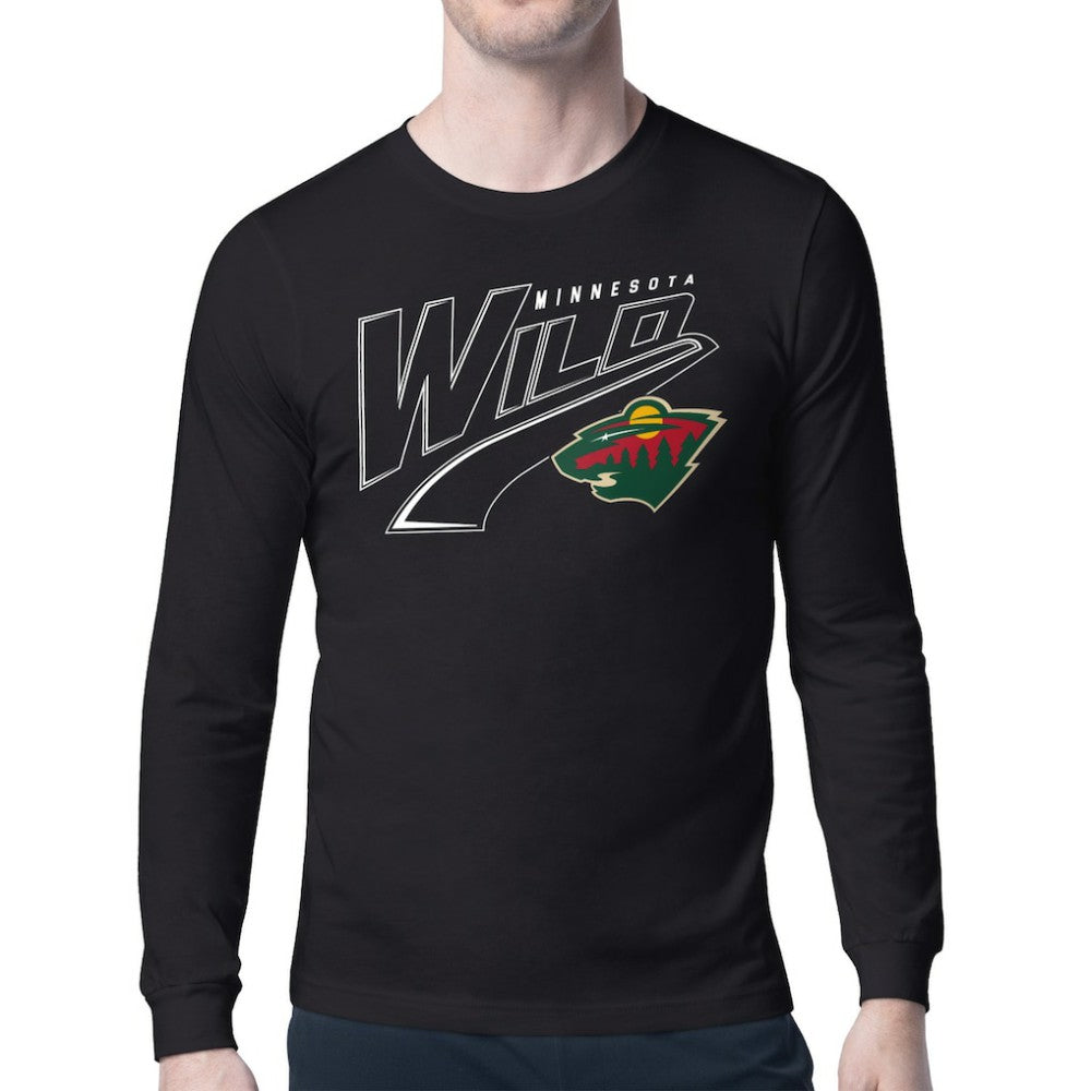 Minnesota Wild Starter Modern Tailsweep Long Sleeve T-Shirt Black