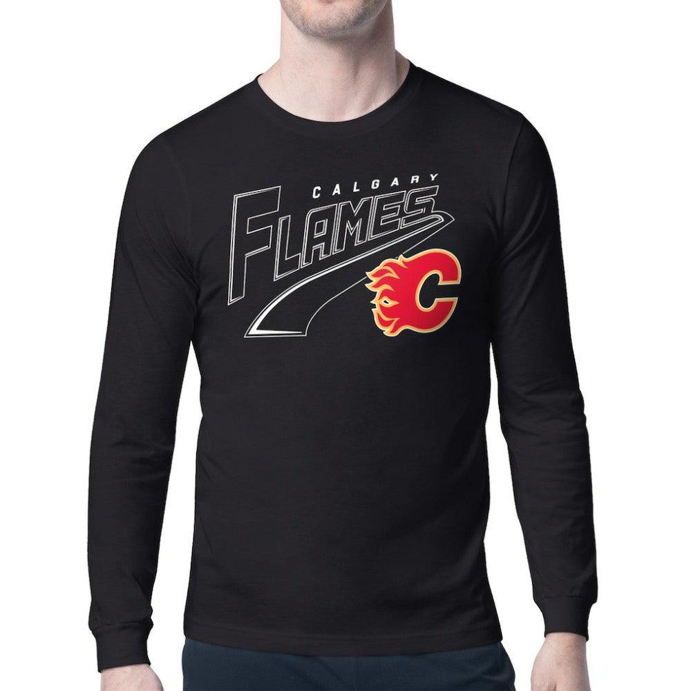 Calgary Flames Starter Modern Tailsweep Long Sleeve T-Shirt Black
