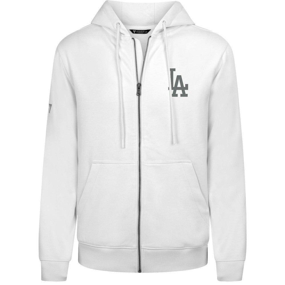 Los Angeles Dodgers Levelwear Podium Chenille Logo Full-Zip Hoodie White