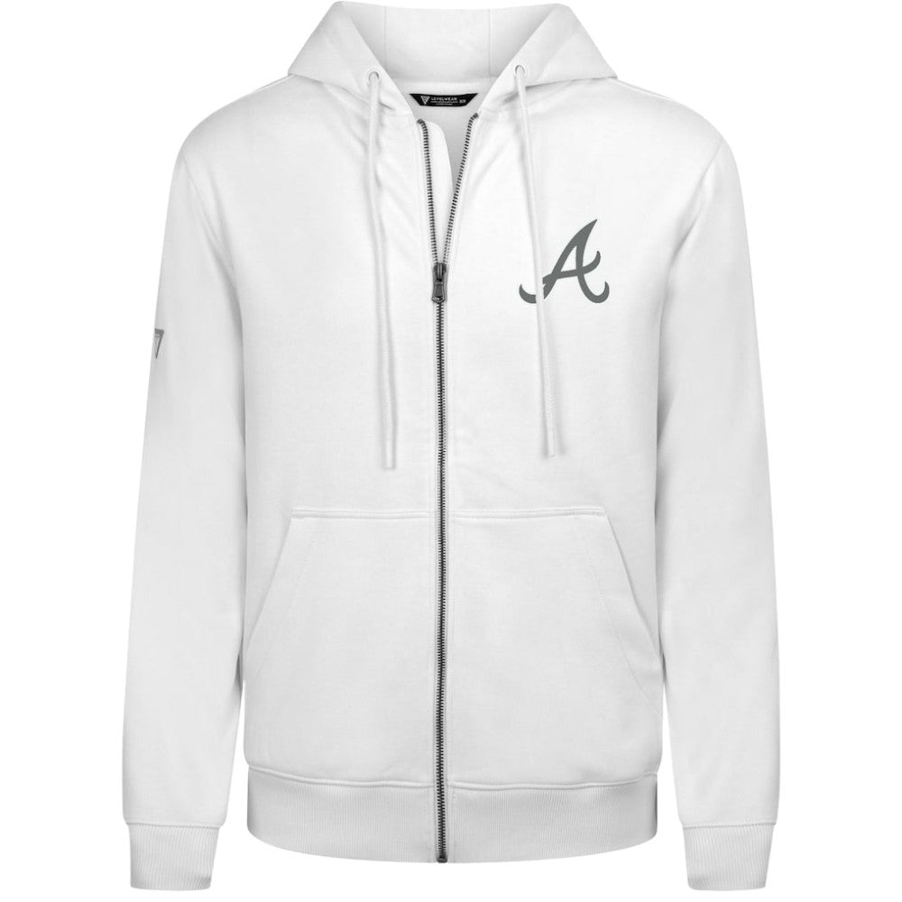 Atlanta Braves Levelwear Podium Chenille Logo Full-Zip Hoodie White