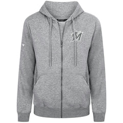 Miami Marlins Levelwear Podium Chenille Logo Full-Zip Hoodie Heather Gray