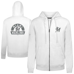 Miami Marlins Levelwear Podium Chenille Logo Full-Zip Hoodie White