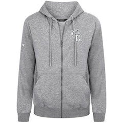 Colorado Rockies Levelwear Podium Chenille Logo Full-Zip Hoodie Heather Gray