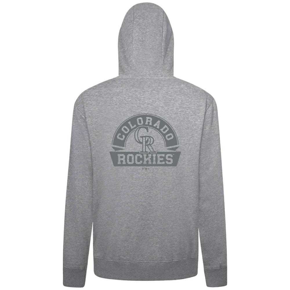 Colorado Rockies Levelwear Podium Chenille Logo Full-Zip Hoodie Heather Gray