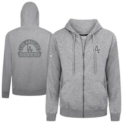 Los Angeles Dodgers Levelwear Podium Chenille Logo Full-Zip Hoodie Heather Gray