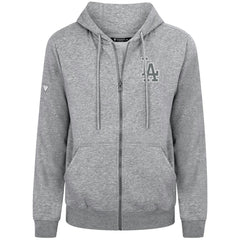 Los Angeles Dodgers Levelwear Podium Chenille Logo Full-Zip Hoodie Heather Gray