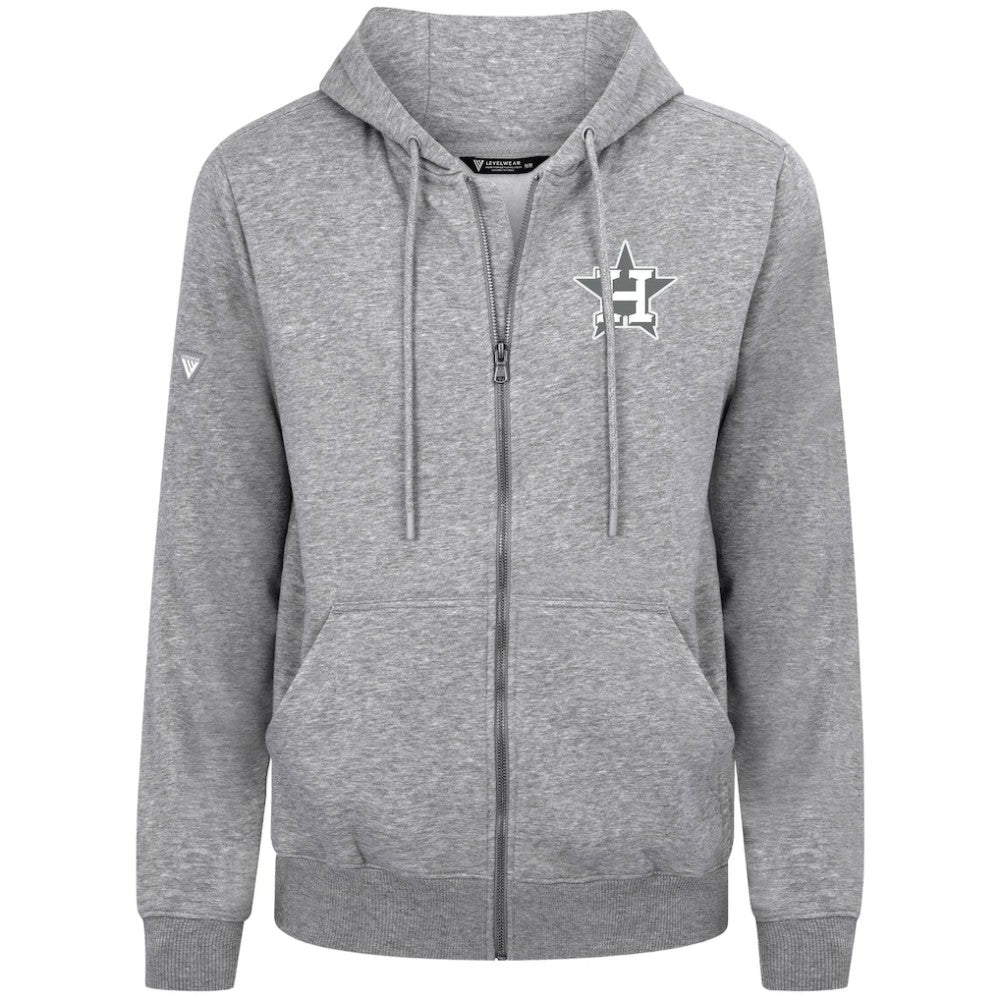 Houston Astros Levelwear Podium Chenille Logo Full-Zip Hoodie Heather Gray