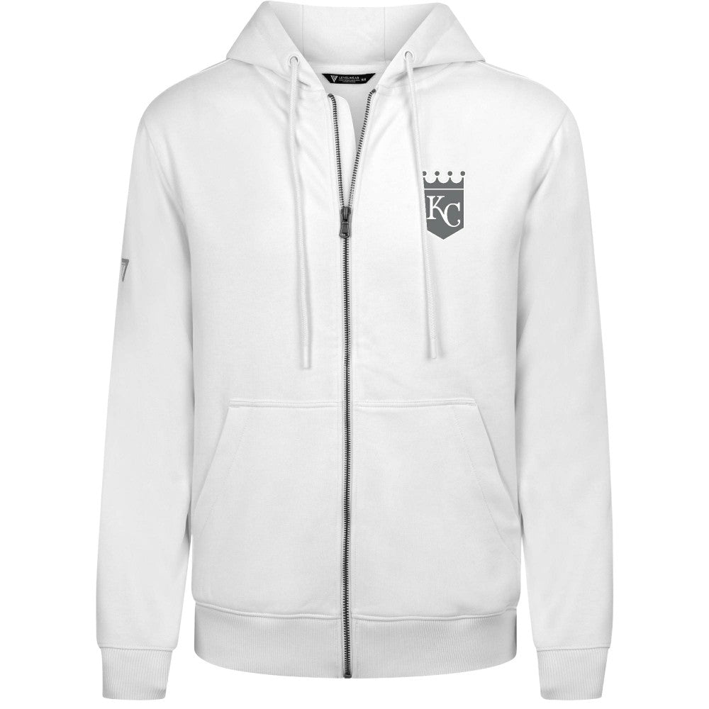 Kansas City Royals Levelwear Podium Chenille Logo Full-Zip Hoodie White