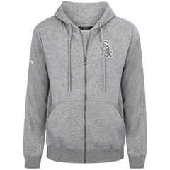 Chicago White Sox Levelwear Podium Chenille Logo Full-Zip Hoodie Heather Gray