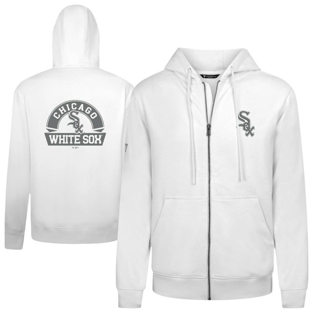Chicago White Sox Levelwear Podium Chenille Logo Full-Zip Hoodie White