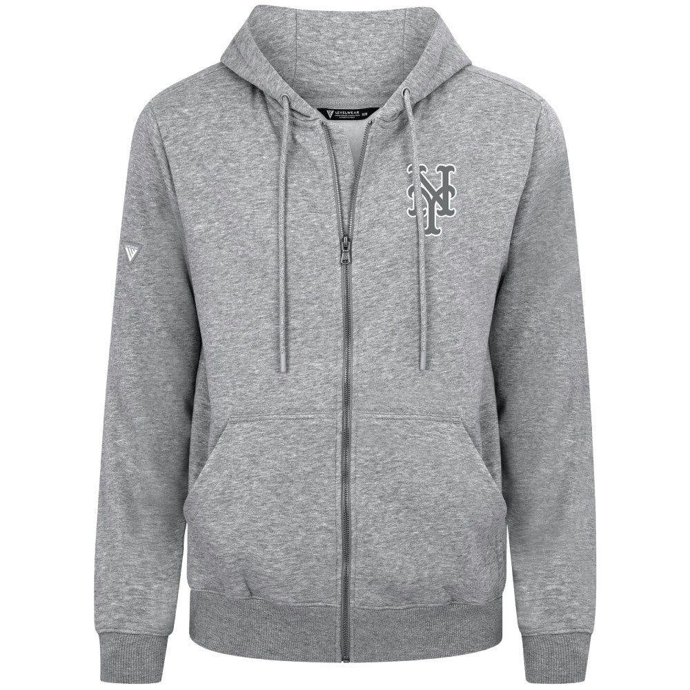New York Mets Levelwear Podium Banner Arch Full-Zip Hoodie Heather Gray