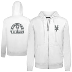 New York Mets Levelwear Podium Banner Arch Full-Zip Hoodie White