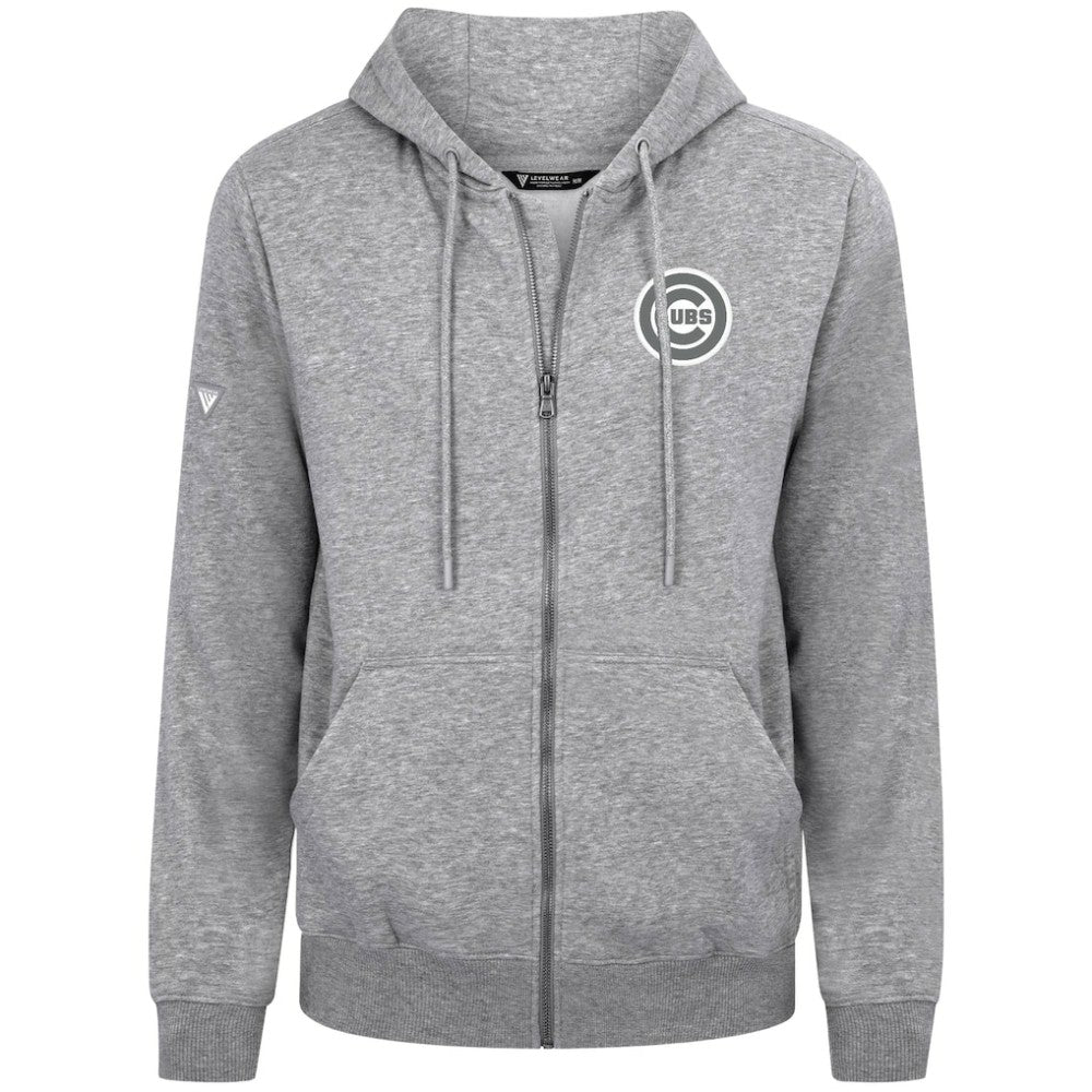 Chicago Cubs Levelwear Podium Banner Arch Full-Zip Hoodie Heather Gray
