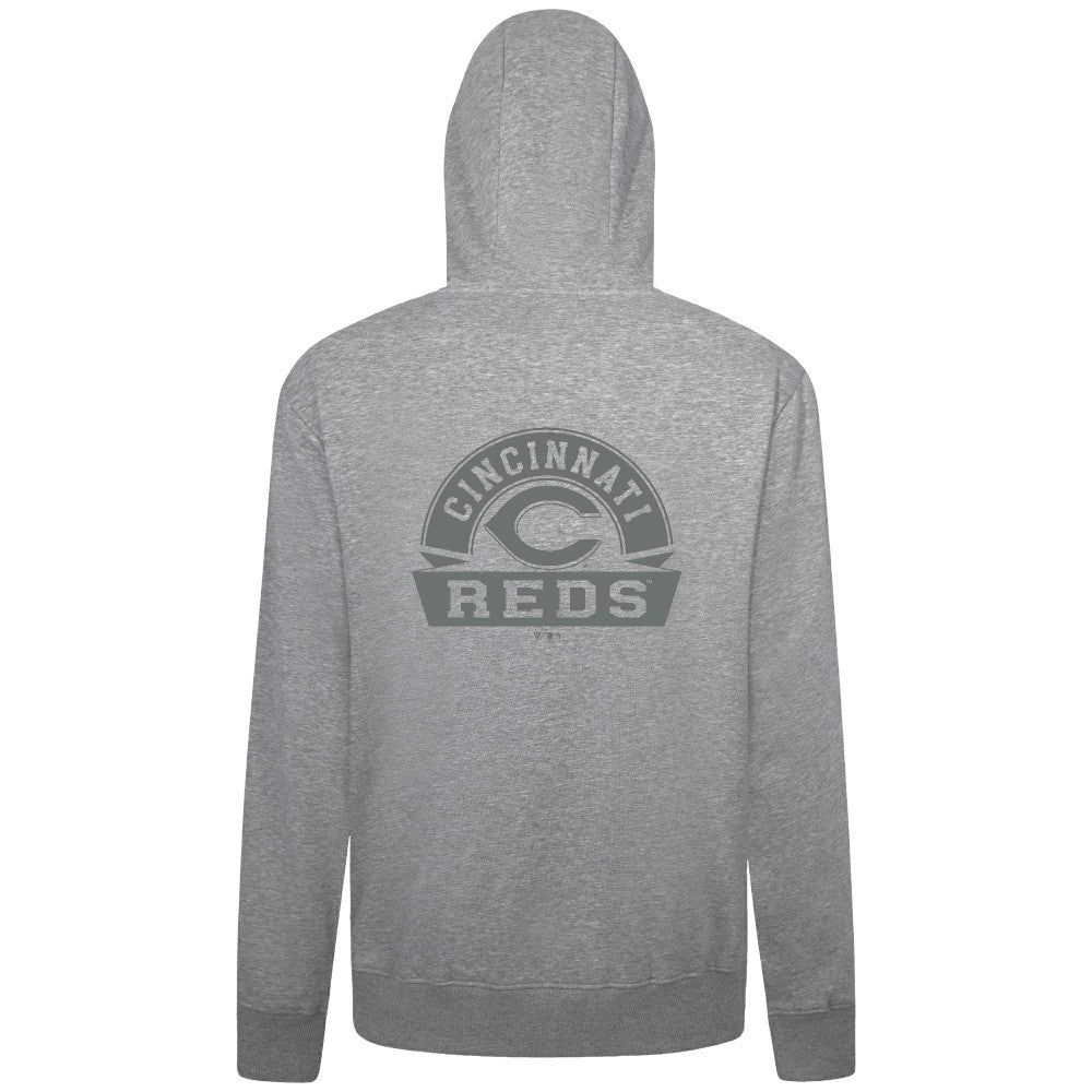 Cincinnati Reds Levelwear Podium Banner Arch Full-Zip Hoodie Heather Gray