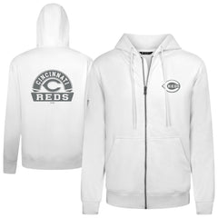 Cincinnati Reds Levelwear Podium Banner Arch Full-Zip Hoodie White