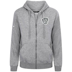 Milwaukee Brewers Levelwear Podium Banner Arch Full-Zip Hoodie Heather Gray