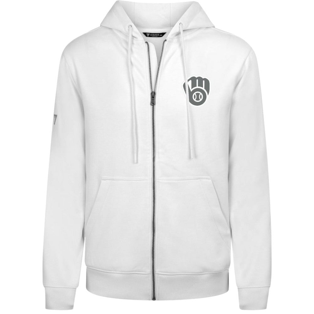 Milwaukee Brewers Levelwear Podium Banner Arch Full-Zip Hoodie White