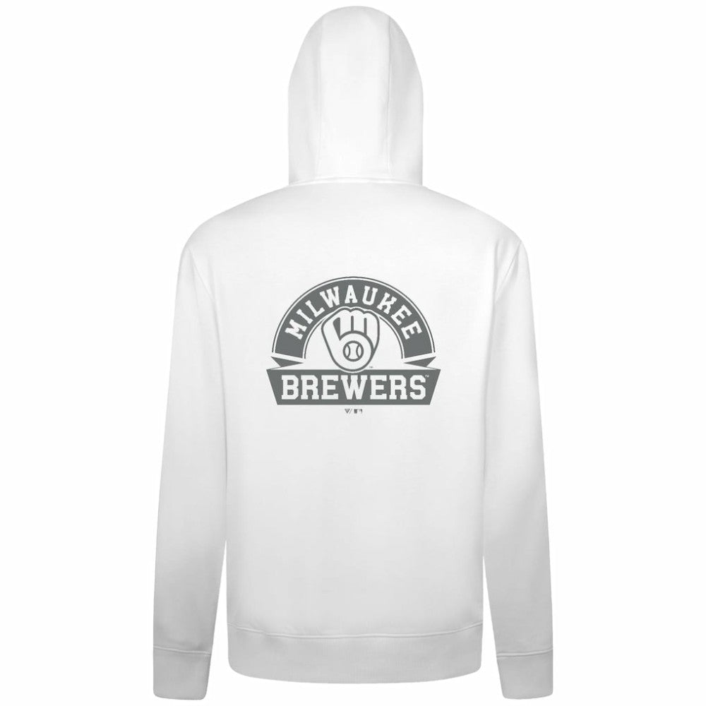 Milwaukee Brewers Levelwear Podium Banner Arch Full-Zip Hoodie White