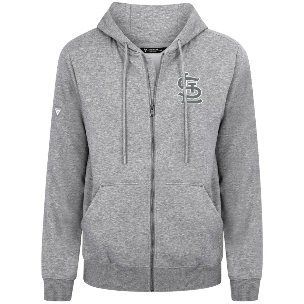 St. Louis Cardinals Levelwear Podium Banner Arch Full-Zip Hoodie Heather Gray