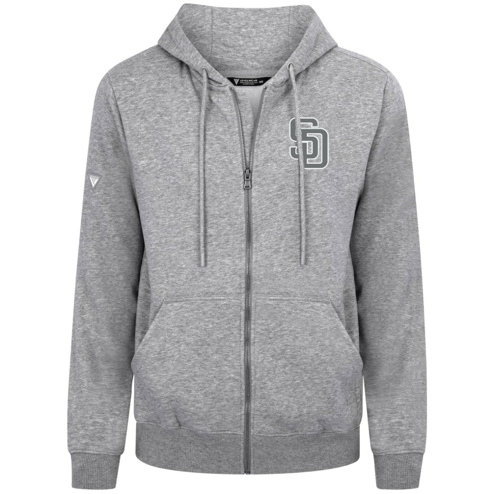 San Diego Padres Levelwear Podium Banner Arch Full-Zip Hoodie Heather Gray