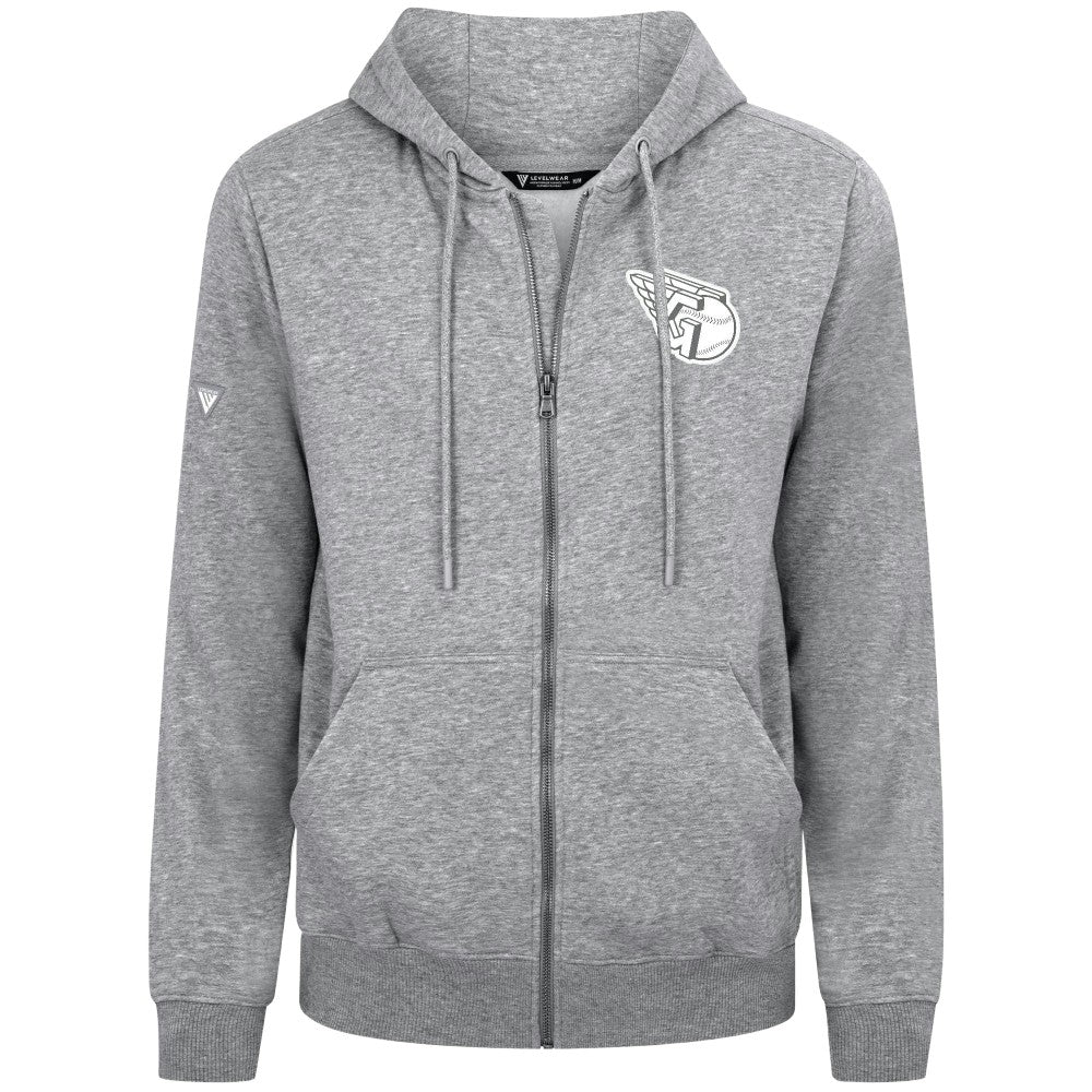 Cleveland Guardians Levelwear Podium Banner Arch Full-Zip Hoodie Heather Gray