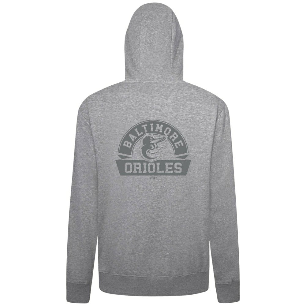 Baltimore Orioles Levelwear Podium Banner Arch Full-Zip Hoodie Heather Gray