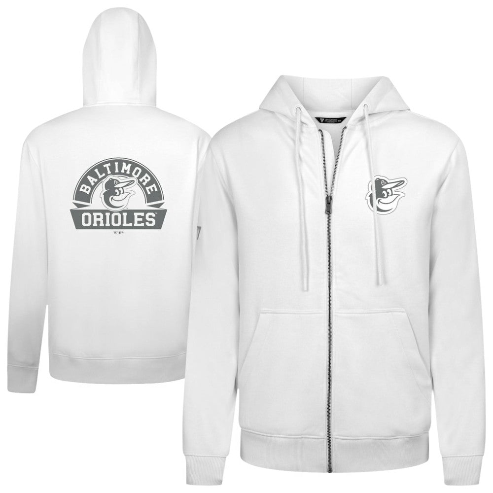 Baltimore Orioles Levelwear Podium Banner Arch Full-Zip Hoodie White