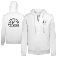Baltimore Orioles Levelwear Podium Banner Arch Full-Zip Hoodie White