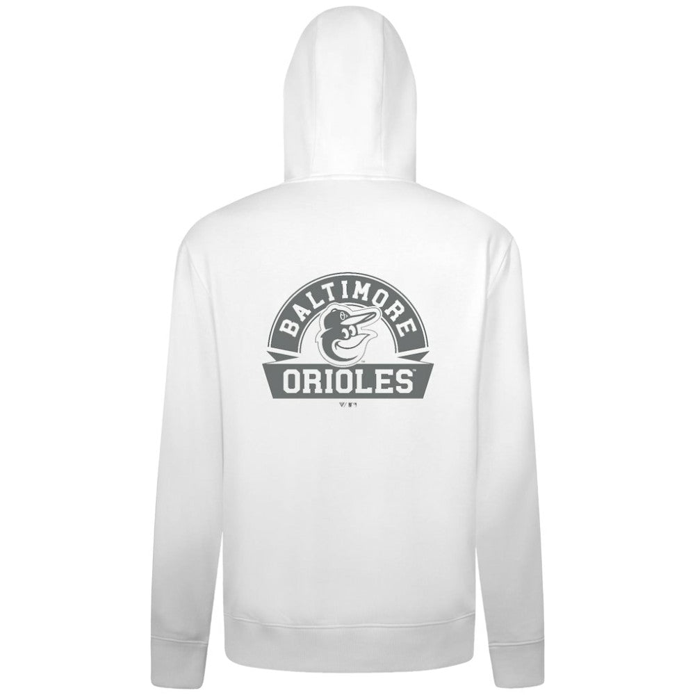 Baltimore Orioles Levelwear Podium Banner Arch Full-Zip Hoodie White