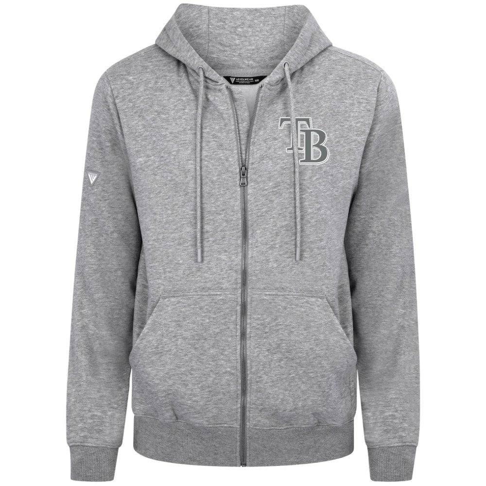 Tampa Bay Rays Levelwear Podium Banner Arch Full-Zip Hoodie Heather Gray