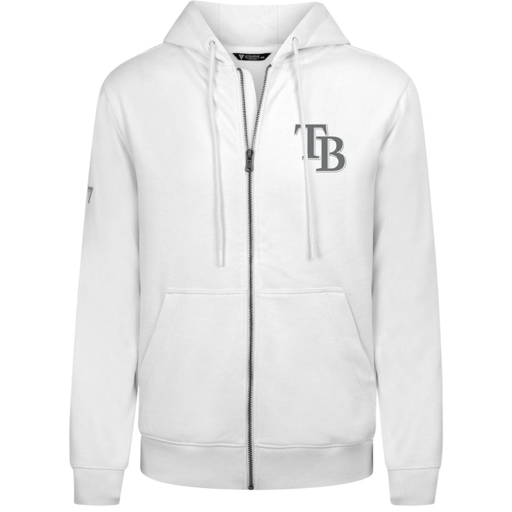 Tampa Bay Rays Levelwear Podium Banner Arch Full-Zip Hoodie White