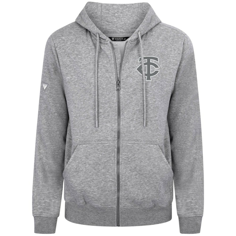 Minnesota Twins Levelwear Podium Banner Arch Full-Zip Hoodie Heather Gray