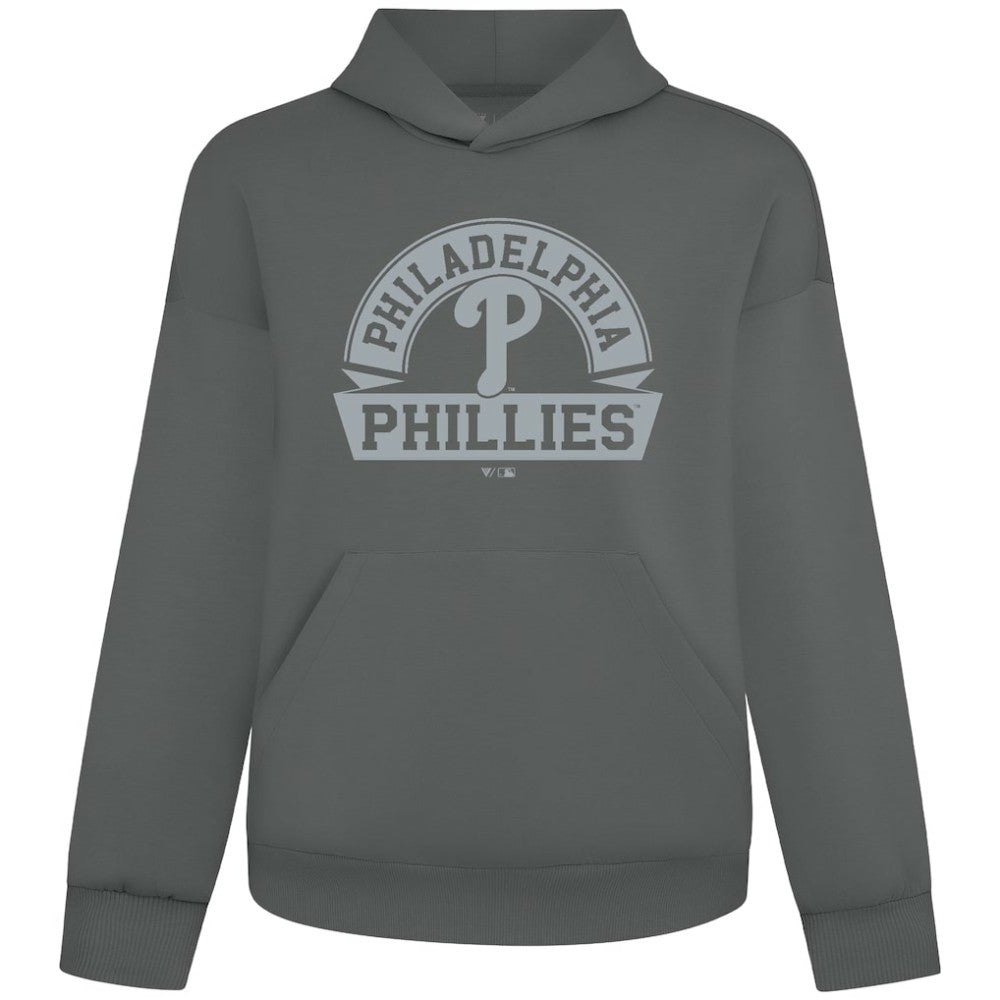 Philadelphia Phillies Levelwear Luxe Signature Banner Arch Tri-Blend Hoodie Gray